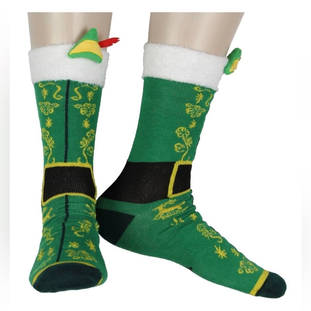 Elf Unisex 3D Festive Design Felt Hat Feather Crew Sock Size 12